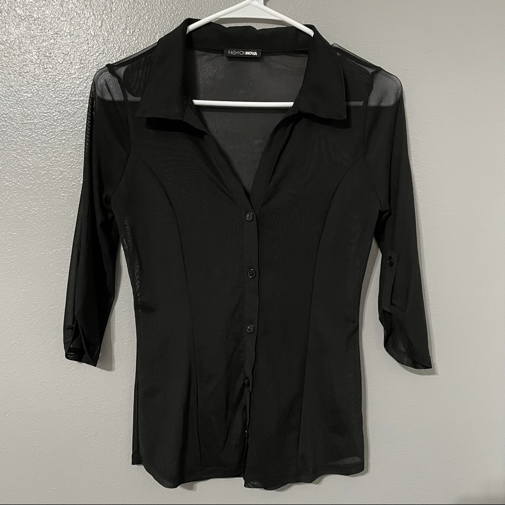 Sheer button up top